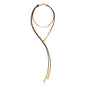Collar choker estilo corbatín con cordón de piel natural española, perlas y cuentas, en baño de oro de 22K - Joyería y bisutería fina