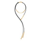 Collar choker estilo corbatín con cordón de piel natural española, perlas y cuentas, en baño de oro de 22K - Joyería y bisutería fina
