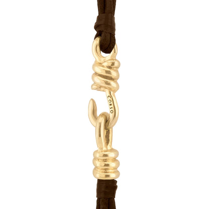Collar choker estilo cascada con múltiples hileras de piel natural española, perlas y cuentas centrales en baño de oro de 22K - Joyería y bisutería fina