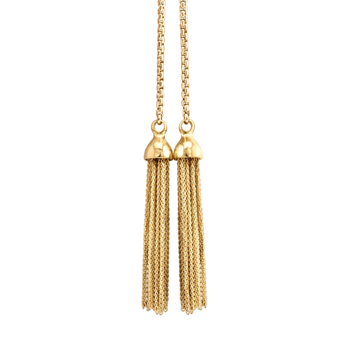 Collar con cadenas semi gruesa con borlas colgantes en baño de oro 22K con piel natural de borrego - Joyería y bisutería fina