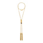 Collar con cadenas semi gruesa con borlas colgantes en baño de oro 22K con piel natural de borrego - Joyería y bisutería fina