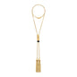 Collar con cadenas semi gruesa con borlas colgantes en baño de oro 22K con piel natural de borrego - Joyería y bisutería fina