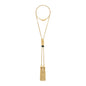 Collar con cadenas semi gruesa con borlas colgantes en baño de oro 22K con piel natural de borrego - Joyería y bisutería fina