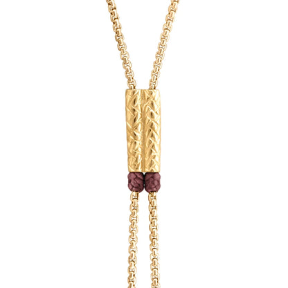 Collar con cadenas semi gruesa con borlas colgantes en baño de oro 22K con piel natural de borrego - Joyería y bisutería fina