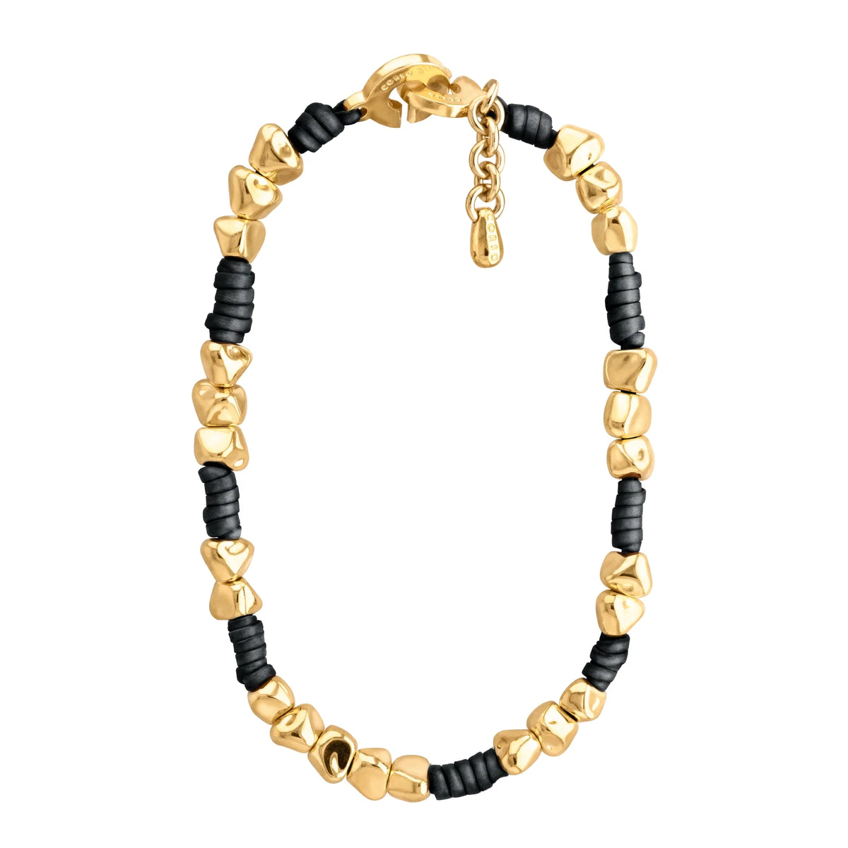 Collar con piel natural de borrego, con broche distintivo con cuentas en baño de oro 22K - Joyería y bisutería fina