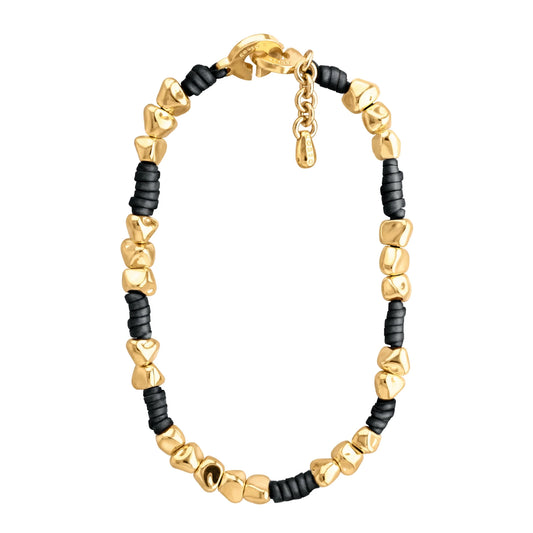 Collar con piel natural de borrego, con broche distintivo con cuentas en baño de oro 22K - Joyería y bisutería fina