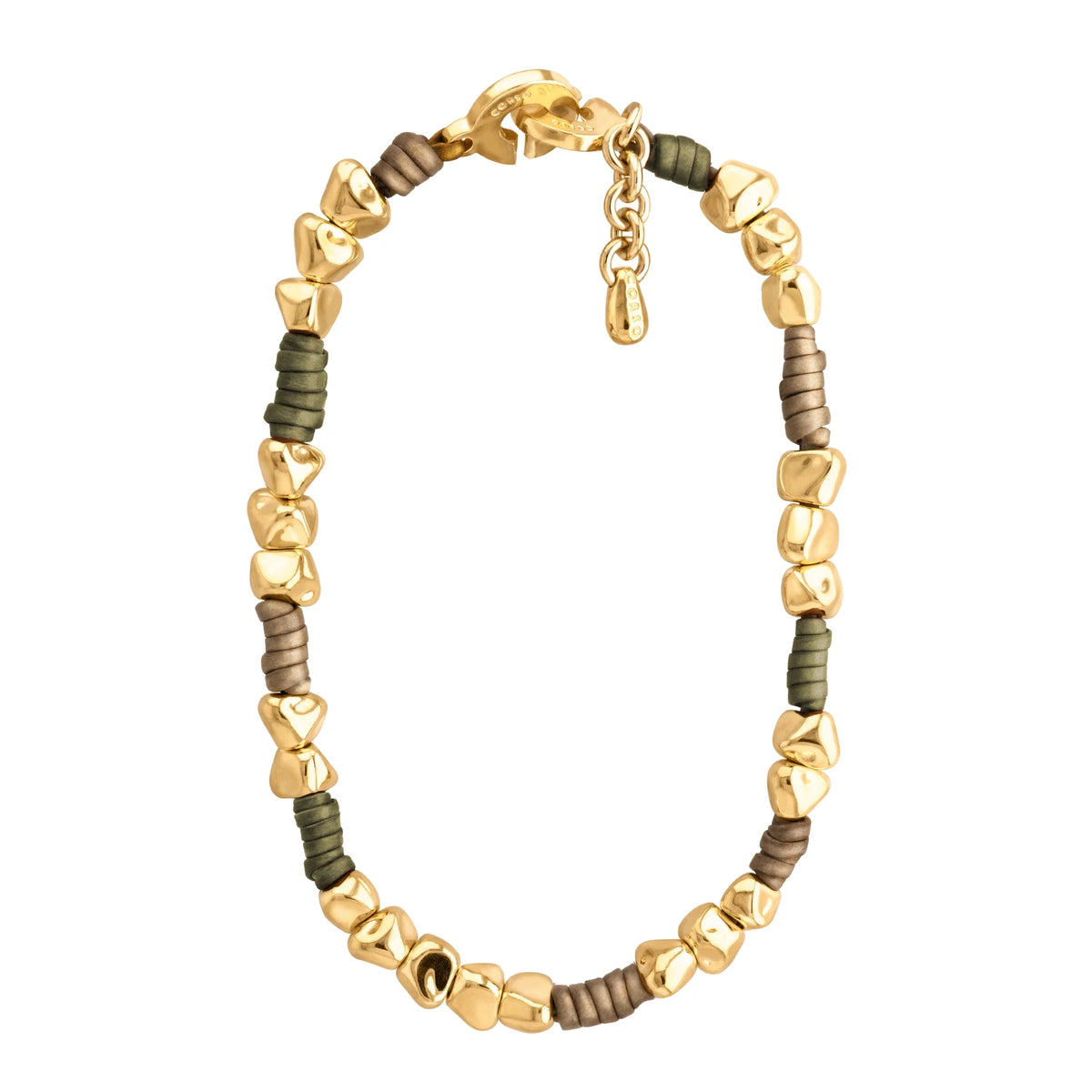 Collar con piel natural de borrego, con broche distintivo con cuentas en baño de oro 22K - Joyería y bisutería fina
