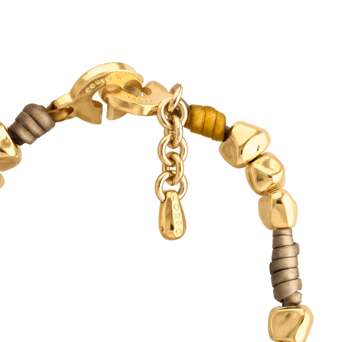 Collar con piel natural de borrego, con broche distintivo con cuentas en baño de oro 22K - Joyería y bisutería fina