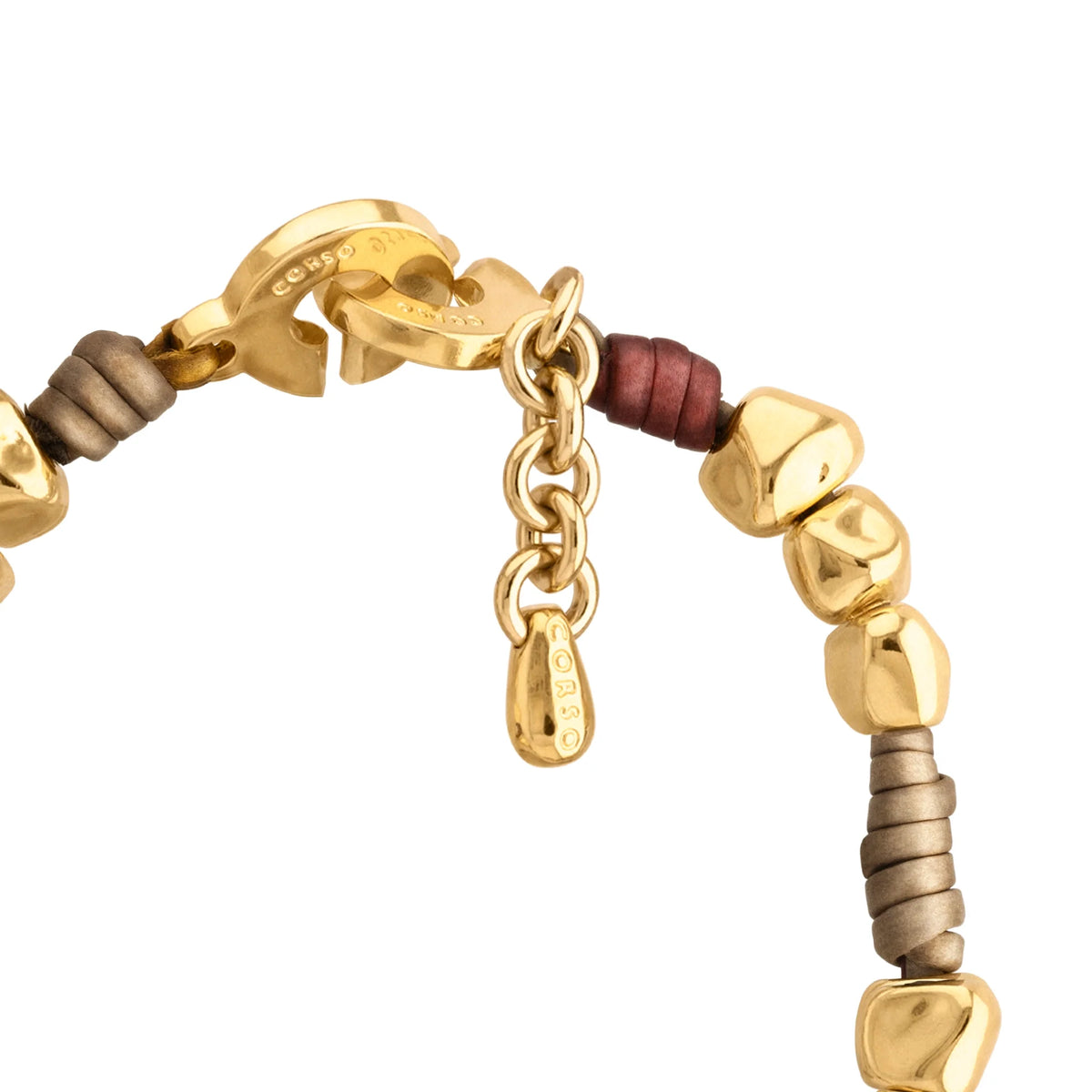 Collar con piel natural de borrego, con broche distintivo con cuentas en baño de oro 22K - Joyería y bisutería fina