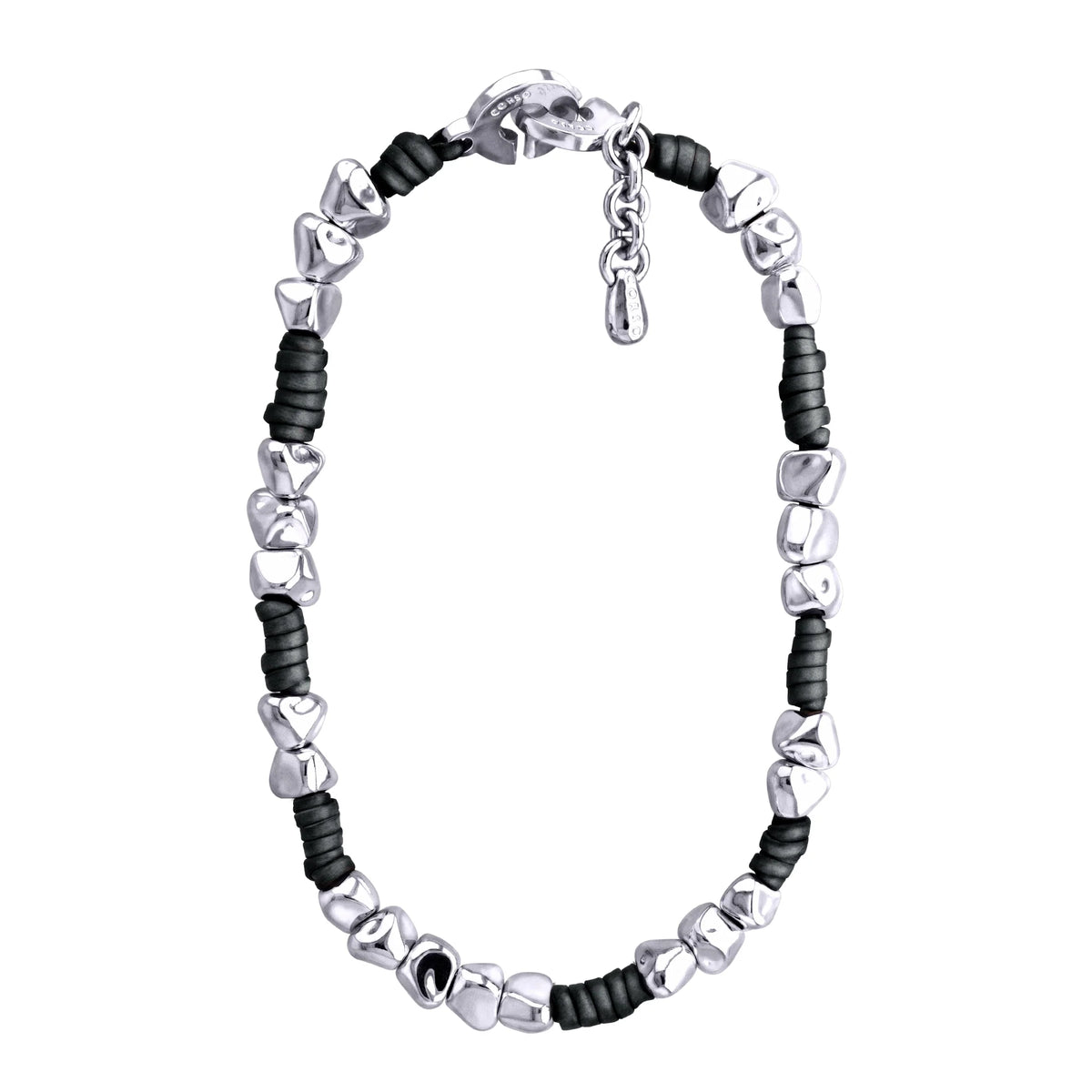 Collar con piel natural de borrego, con broche distintivo con cuentas en baño de rodio - Joyería y bisutería fina