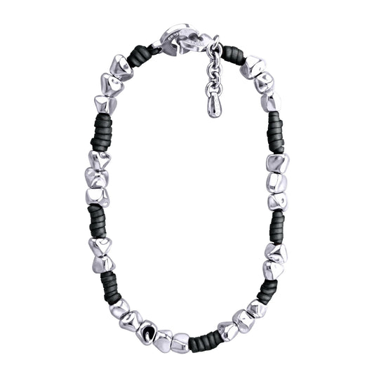 Collar con piel natural de borrego, con broche distintivo con cuentas en baño de rodio - Joyería y bisutería fina