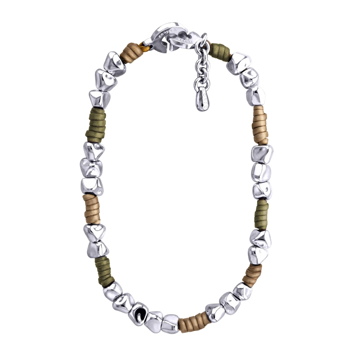 Collar con piel natural de borrego, con broche distintivo con cuentas en baño de rodio - Joyería y bisutería fina