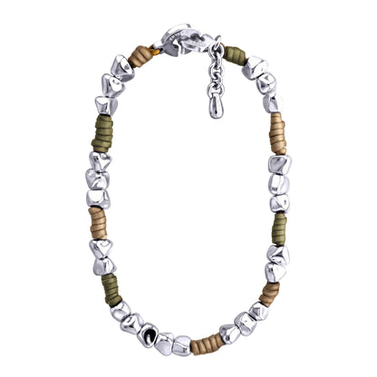 Collar con piel natural de borrego, con broche distintivo con cuentas en baño de rodio - Joyería y bisutería fina