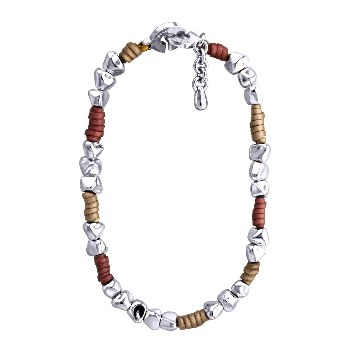 Collar con piel natural de borrego, con broche distintivo con cuentas en baño de rodio - Joyería y bisutería fina