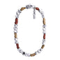 Collar con piel natural de borrego, con broche distintivo con cuentas en baño de rodio - Joyería y bisutería fina