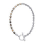 Collar choker con piedras naturales, eslabones y símbolo omega en baño de rodio - Joyería y bisutería fina