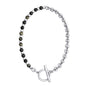 Collar choker con piedras naturales, eslabones y símbolo omega en baño de rodio - Joyería y bisutería fina