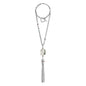 Collar Baño de Oro 22K o rodio, Cuarzo blanco central, Colgante tipo borla, cierre Omega - Joyería y bisutería fina