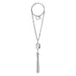 Collar Baño de Oro 22K o rodio, Cuarzo blanco central, Colgante tipo borla, cierre Omega - Joyería y bisutería fina