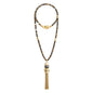 Collar Baño de Oro 22K, Ágata negra esférica, Borla de cadena - Joyería y bisutería fina