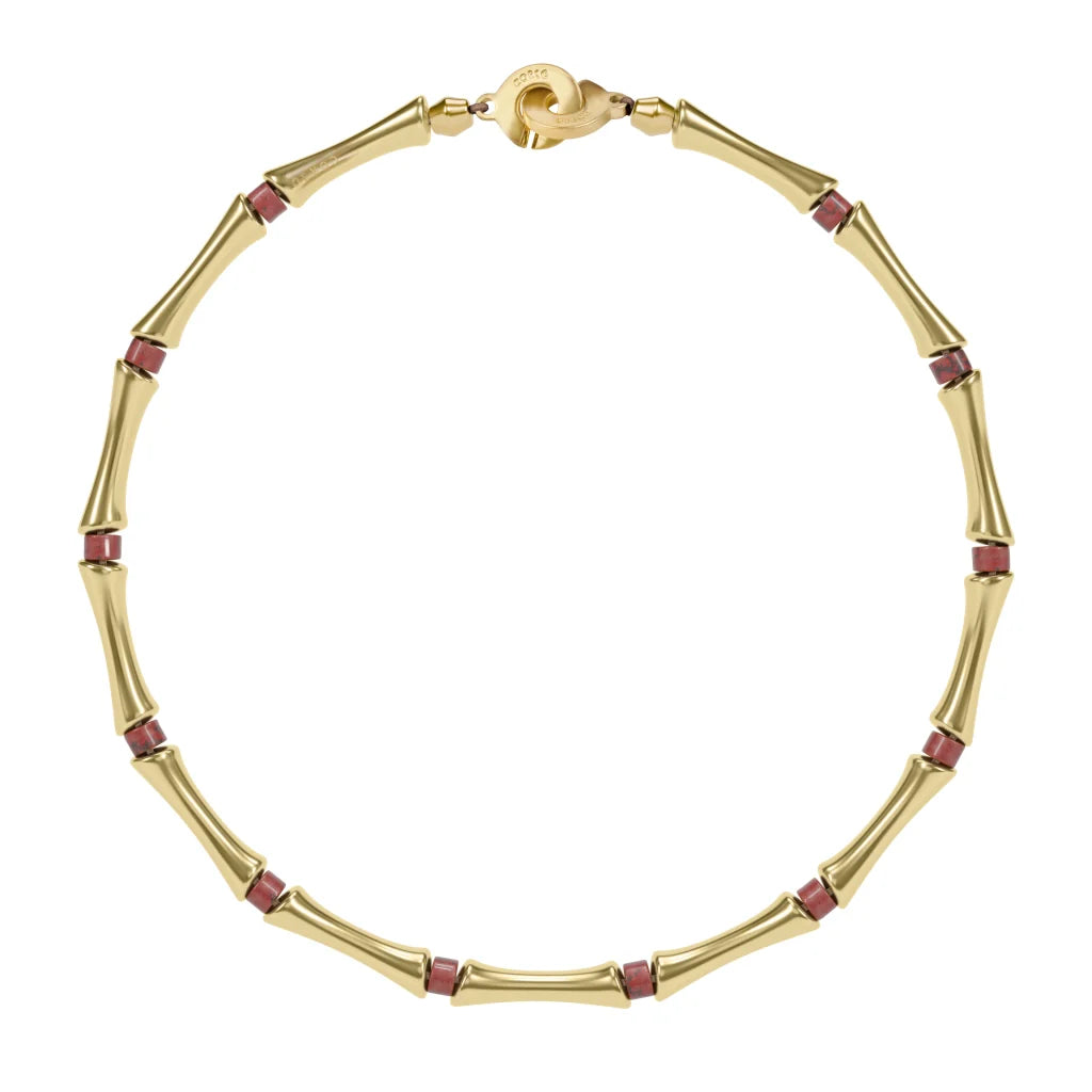 Choker Bañado en oro de 22K, Piedras, Cuentas tubulares - Joyería y bisutería fina