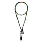 Collar de 43cm con piedras 6mm, con dije de moneda tibetana y borla de hilo encerado - Joyería y bisutería fina