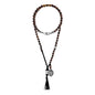 Collar de 43cm con piedras 6mm, con dije de moneda tibetana y borla de hilo encerado - Joyería y bisutería fina