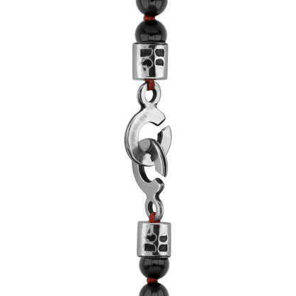 Collar de 43cm con piedras 6mm, con dije de moneda tibetana y borla de hilo encerado - Joyería y bisutería fina
