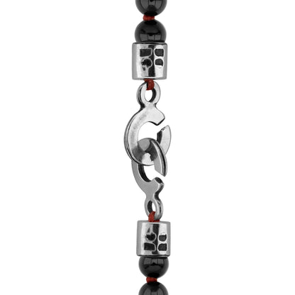 Collar de 43cm con piedras 6mm, con dije de moneda tibetana y borla de hilo encerado - Joyería y bisutería fina