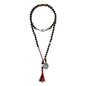 Collar de 43cm con piedras 6mm, con dije de moneda tibetana y borla de hilo encerado - Joyería y bisutería fina