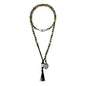 Collar de 43cm con piedras 6mm, con dije de moneda tibetana y borla de hilo encerado - Joyería y bisutería fina