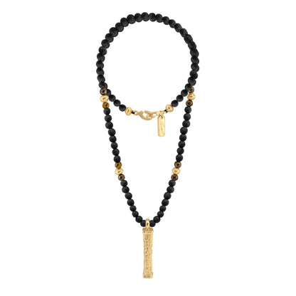 Collar de 41cm con piedras 6mm, con mini esferas y dije de caja de oración tibetana en baño de oro de 22K - Joyería y bisutería fina