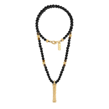 Collar de 41cm con piedras 6mm, con mini esferas y dije de caja de oración tibetana en baño de oro de 22K - Joyería y bisutería fina
