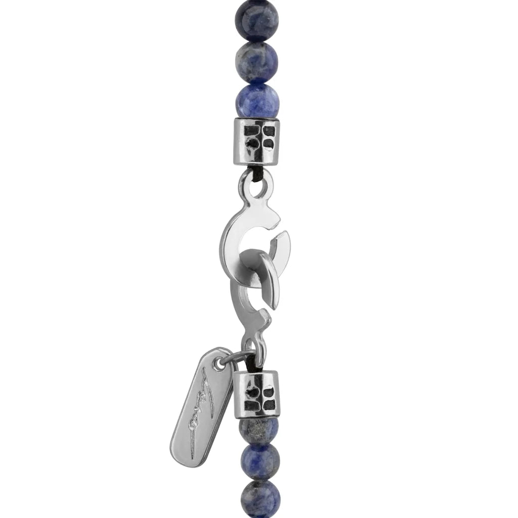 Collar de 41cm con piedras 6mm, con mini esferas y dije de caja de oración tibetana en baño de rodio - Joyería y bisutería fina