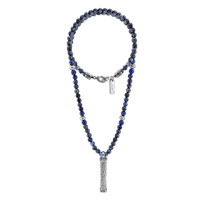 Collar de 41cm con piedras 6mm, con mini esferas y dije de caja de oración tibetana en baño de rodio - Joyería y bisutería fina