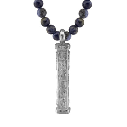 Collar de 41cm con piedras 6mm, con mini esferas y dije de caja de oración tibetana en baño de rodio - Joyería y bisutería fina