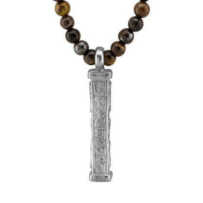 Collar de 41cm con piedras 6mm, con mini esferas y dije de caja de oración tibetana en baño de rodio - Joyería y bisutería fina