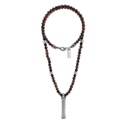 Collar de 41cm con piedras 6mm, con mini esferas y dije de caja de oración tibetana en baño de rodio - Joyería y bisutería fina