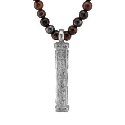 Collar de 41cm con piedras 6mm, con mini esferas y dije de caja de oración tibetana en baño de rodio - Joyería y bisutería fina