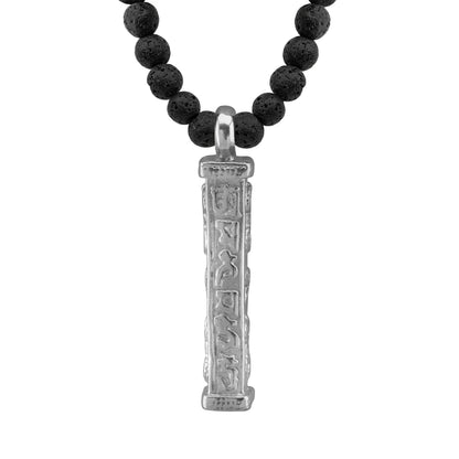 Collar de 41cm con piedras 6mm, con mini esferas y dije de caja de oración tibetana en baño de rodio - Joyería y bisutería fina