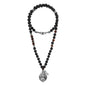Collar de 41.5cm con piedras 8mm, con cuentas y dije doble vista con mantra de protección y buda en acero anticado - Joyería y bisutería fina