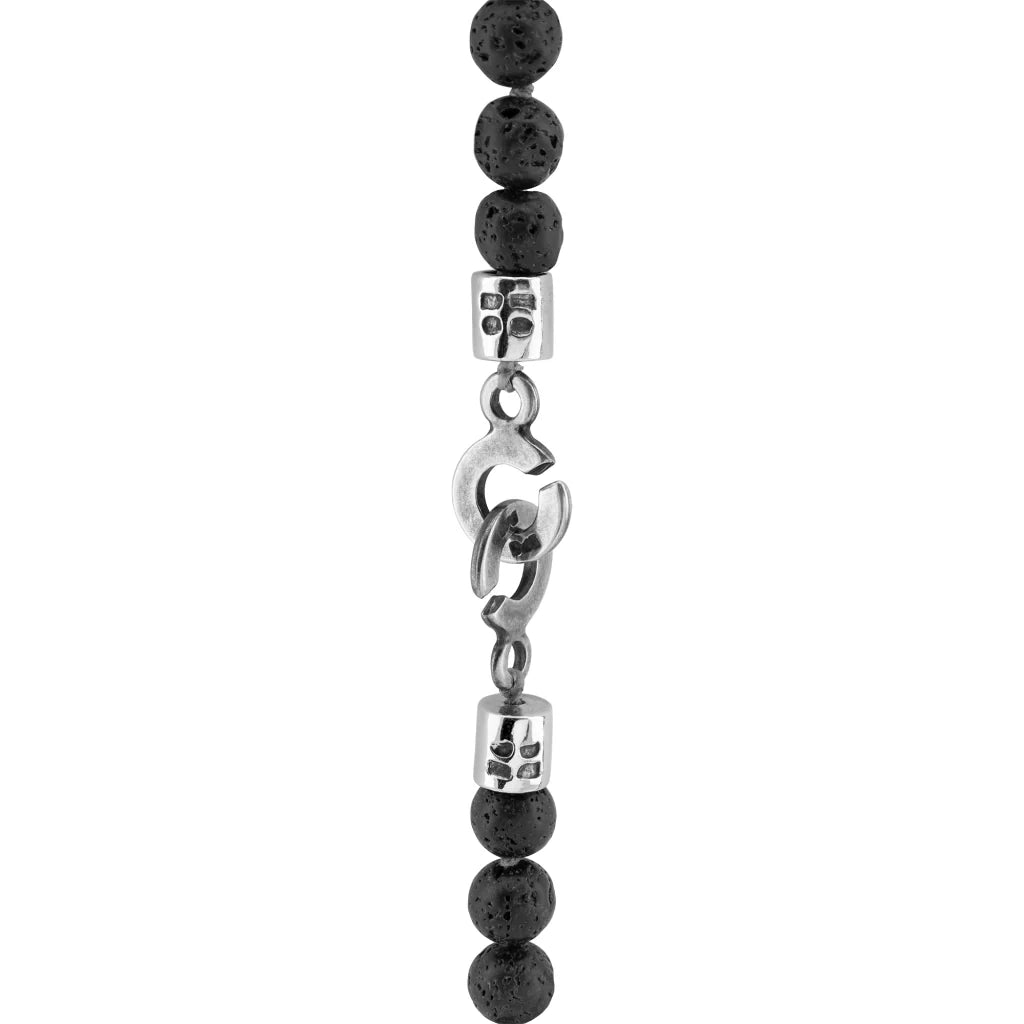 Collar de 41.5cm con piedras 8mm, con cuentas y dije doble vista con mantra de protección y buda en acero anticado - Joyería y bisutería fina