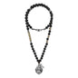 Collar de 41.5cm con piedras 8mm, con cuentas y dije doble vista con mantra de protección y buda en acero anticado - Joyería y bisutería fina