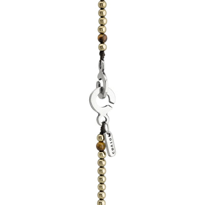Collar de 38cm, con piedras de 6mm, con dije de cabeza de buda en terminado acero pulido - Joyería y bisutería fina