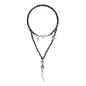 Collar de 36cm, con piedras 6mm, con dije de calavera y colmillo en acero pulido - Joyería y bisutería fina