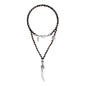 Collar de 36cm, con piedras 6mm, con dije de calavera y colmillo en acero pulido - Joyería y bisutería fina
