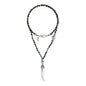 Collar de 36cm, con piedras 6mm, con dije de calavera y colmillo en acero pulido - Joyería y bisutería fina