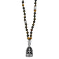 Collar de 41cm con piedras 6mm, dije de Buddha y espirales en terminado de acero pulido - Joyería y bisutería fina