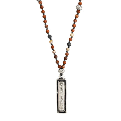 Collar de 37cm con piedras 4mm, con dije con mantra de sabiduría y compasión om mani padme hum - Joyería y bisutería fina