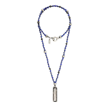 Collar de 37cm con piedras 4mm, con dije con mantra de sabiduría y compasión om mani padme hum - Joyería y bisutería fina